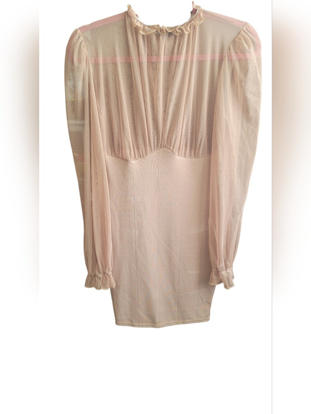 PrettyLittleThing Nude Mesh Mini Dress
